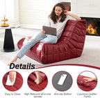 Hobestluk Giant Bean Bag Chair Memory Foam Faux Leather Floor Sofa for Adults