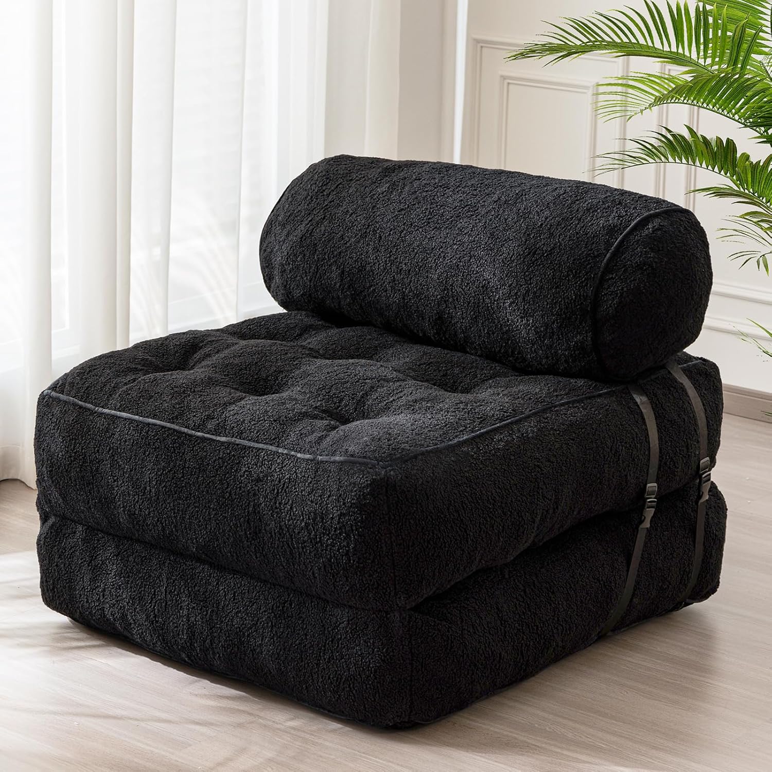 MAXYOYO Boucle Folding Sofa Bed Convertible Sleeper Chair with Pillow