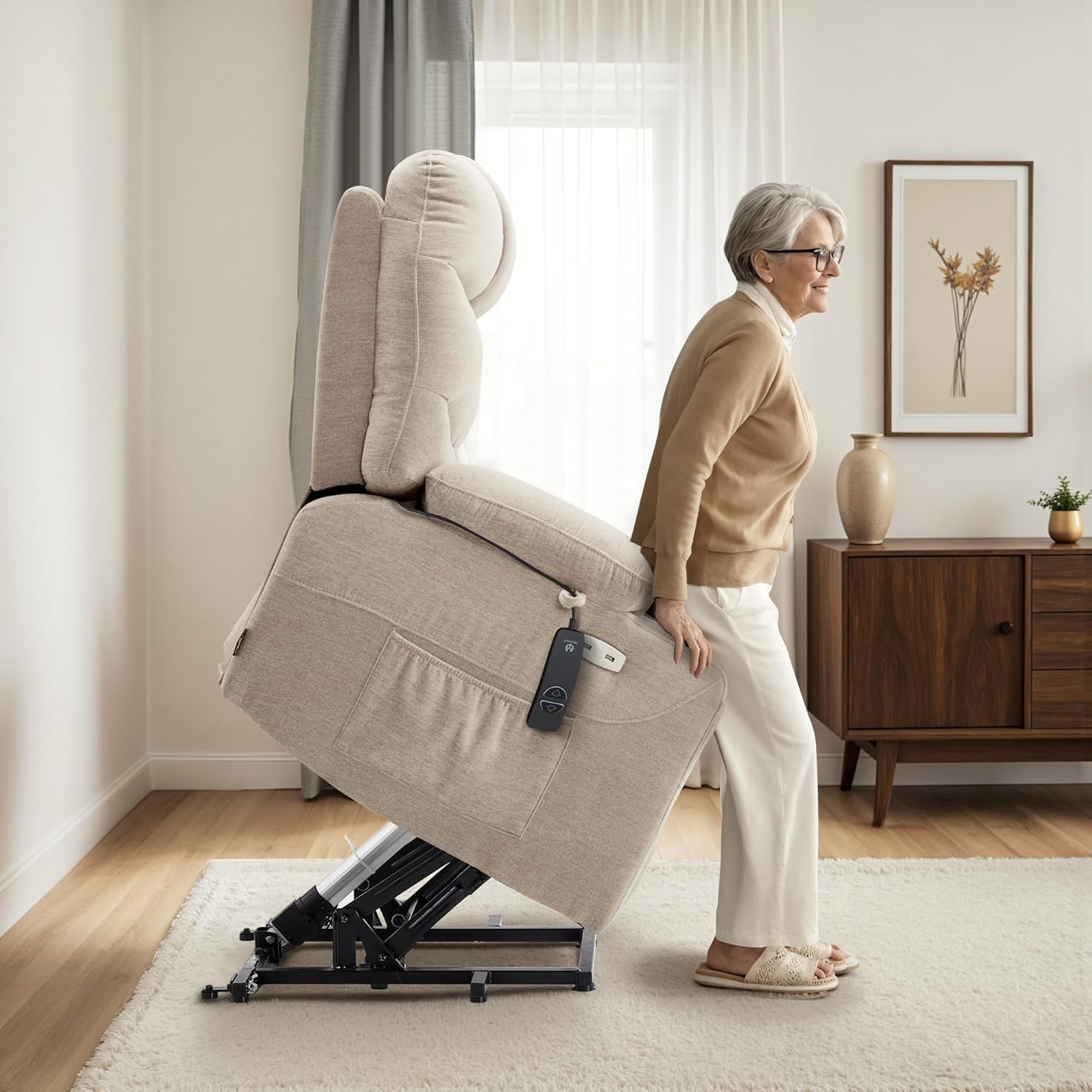 MCombo Power Lift Recliner Chair for Elderly with Extended Footrest Fabric