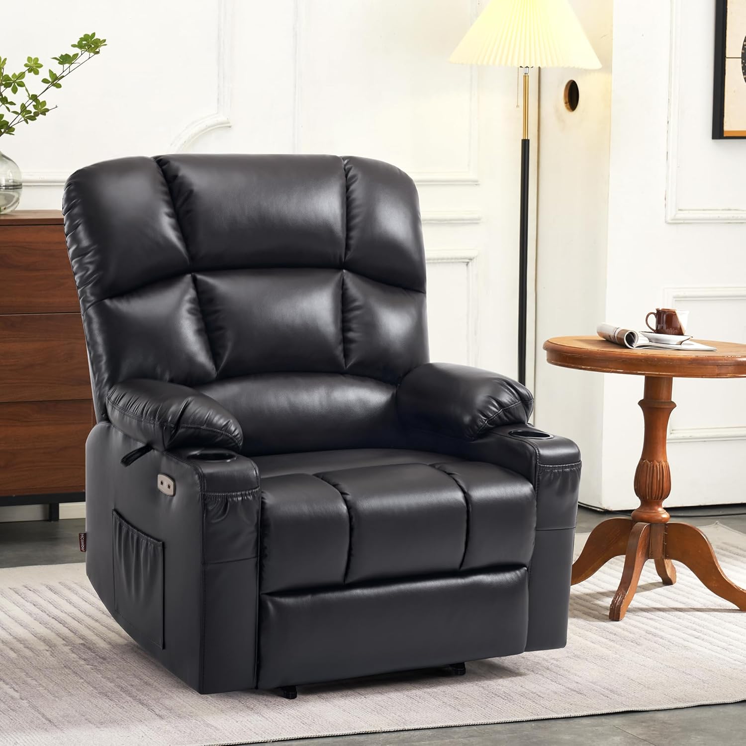 MCombo Large Power Lift Recliner Chair with Dual Motor Massage Heat Faux Leather
