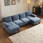VINGLI 110 Sectional Couch U Shaped Sofa Set with Double Chaise Chenille Fabric