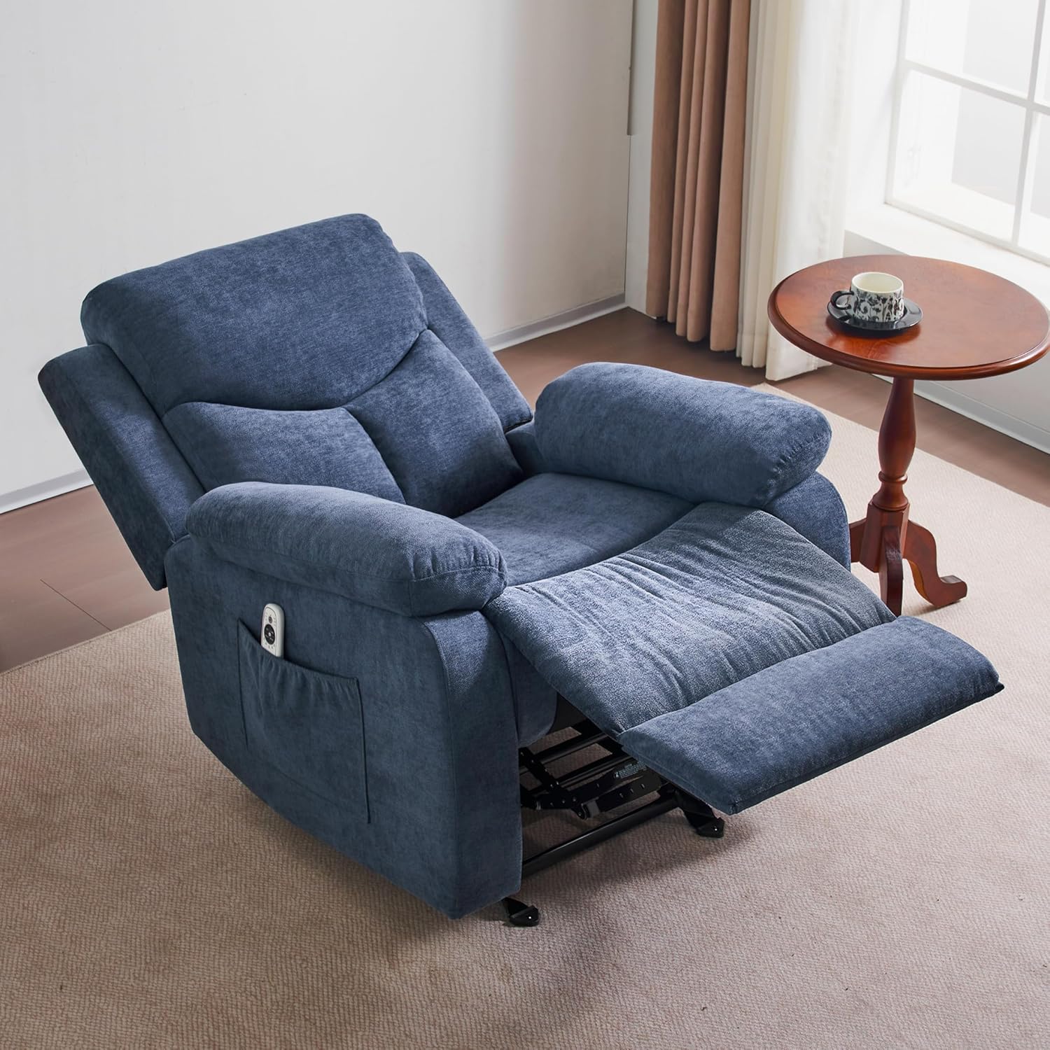 Sftaiyou Manual Rocker Recliner Chair Massage Fabric Overstuffed Soft Recliner