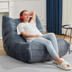 Hobestluk Giant Bean Bag Chair Memory Foam Faux Fur Sofa for Living Room
