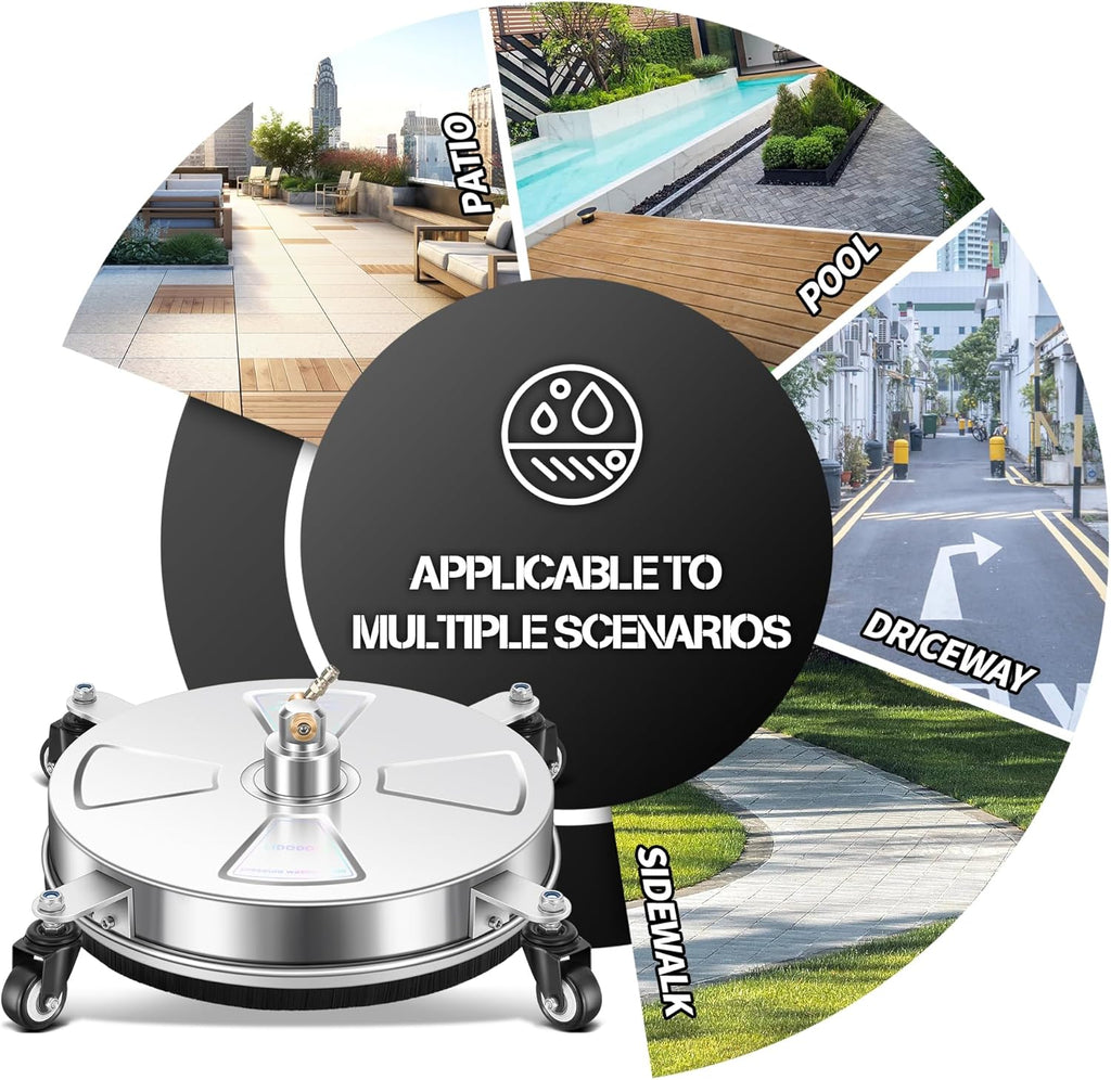 LidoDola 14 Inch Pressure Washer Surface Cleaner with Wheels for Concrete Patio Deck