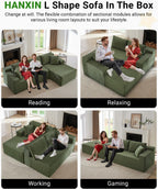 HANXIN Cloud Sectional Sofa L Shape Chaise Deep Seat Modular Living Room Couch