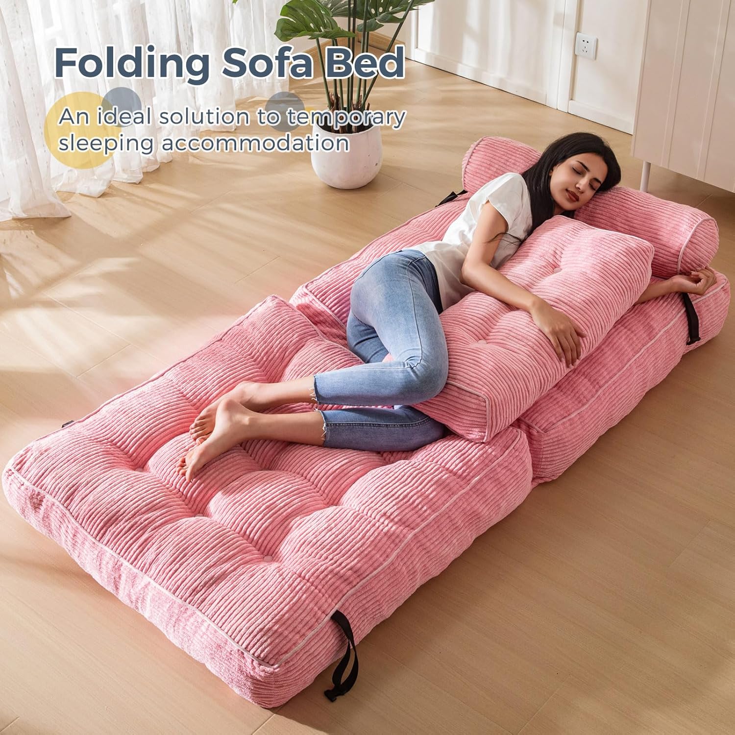 MAXYOYO Folding Sofa Bed Convertible Sleeper Chair with Pillow