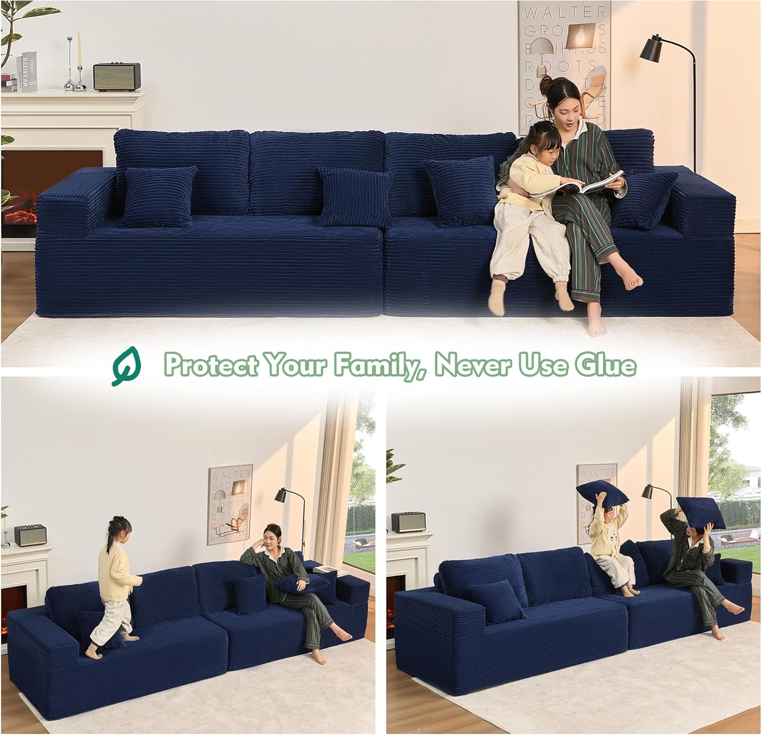 Afuson Boneless Sectional Sofa L Shape Deep Seat Cloud Couch Living Room
