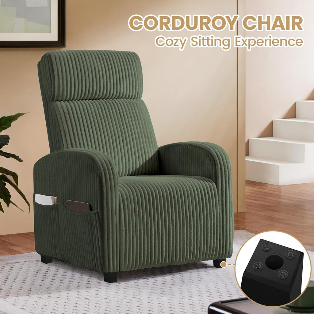 Yaheetech 360 Swivel Glider Chair Nursery Corduroy Rocking Nursing Chair with Pockets