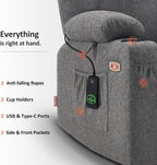 MCombo Power Lift Recliner Chair for Elderly with Heat Massage USB Cup Holders