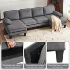 VINGLI 110 Sectional Couch U Shaped Sofa Set with Double Chaise Chenille Fabric