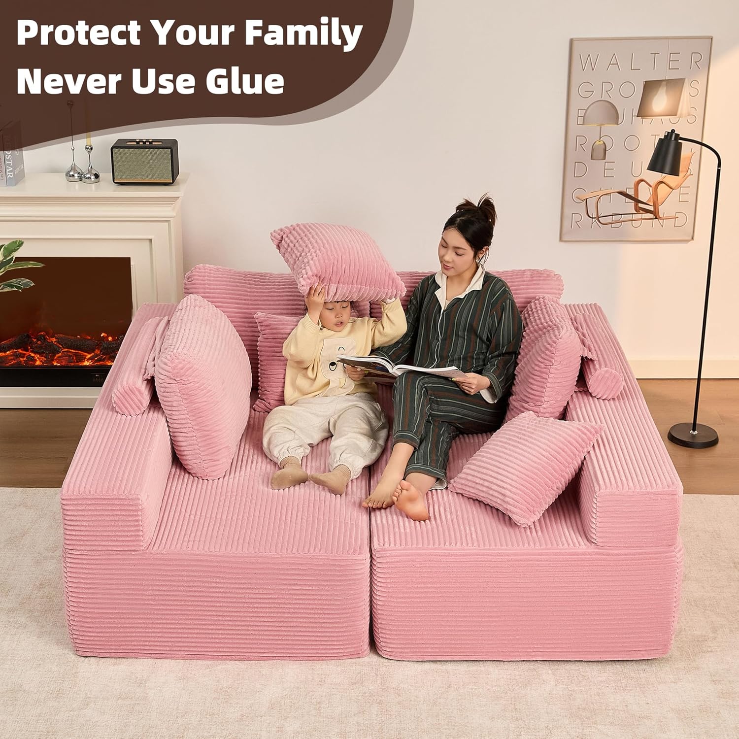 Afuson Boneless Sectional Sofa L Shape Deep Seat Cloud Couch Living Room