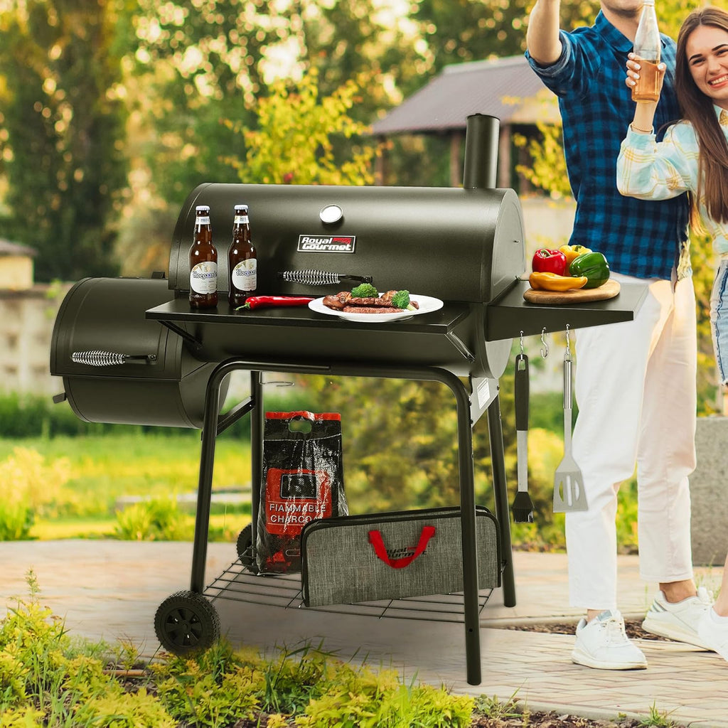 Royal Gourmet 30 Inch Charcoal Grill with Offset Smoker 811 Sq In BBQ Outdoor