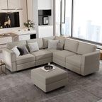 Belffin Velvet Modular Sectional Sofa with Ottoman Sleeper Bed Storage