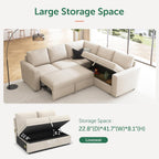 HONBAY Modular Sectional Sleeper Sofa L Shaped Couch with Pull Out Bed