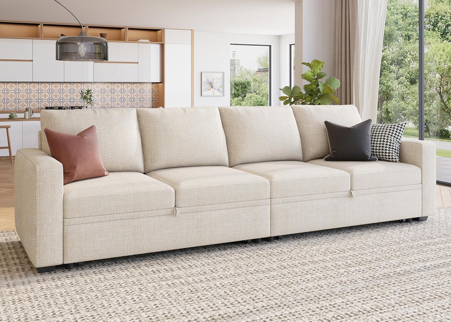 HONBAY Modular Sectional Sleeper Sofa L Shaped Couch with Pull Out Bed