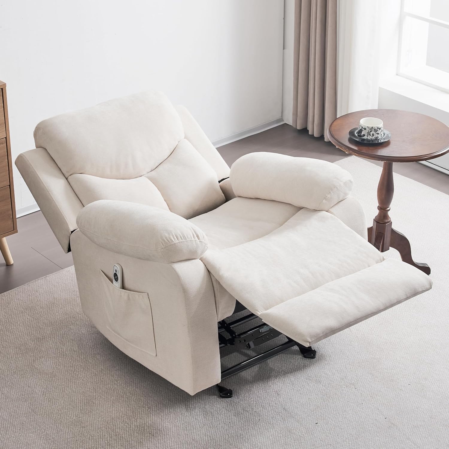 Sftaiyou Manual Rocker Recliner Chair Massage Fabric Overstuffed Soft Recliner