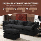 Ihanherry U Shaped Modular Cloud Sofa 5 Seat Chenille Sectional with Ottoman