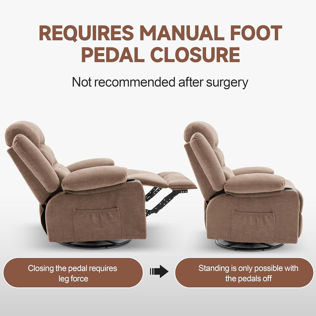 Huatean Home Rocker Recliner Chair Swivel Massage Heated Oversized Sofa Seat