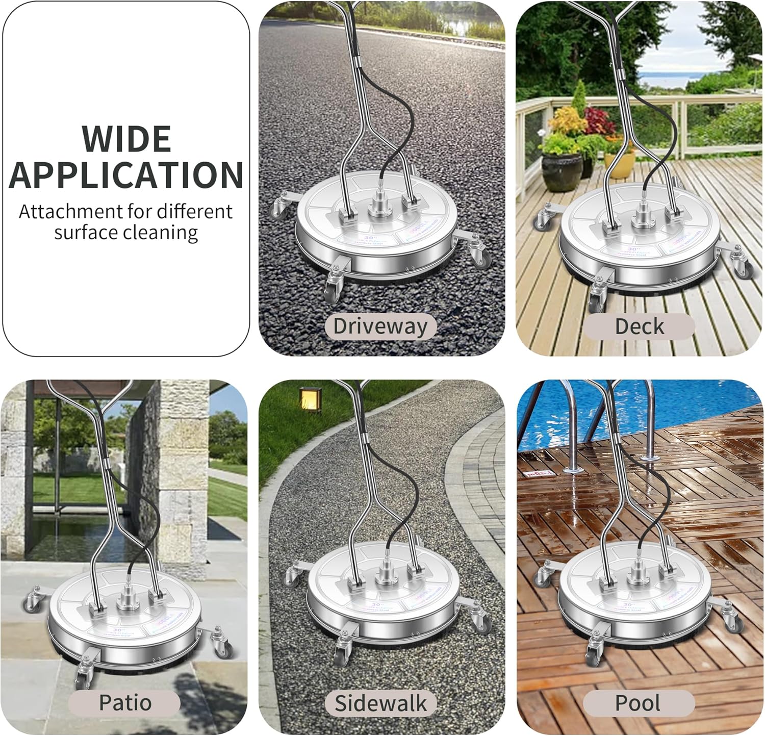 LidoDola 14 Inch Pressure Washer Surface Cleaner with Wheels for Concrete Patio Deck