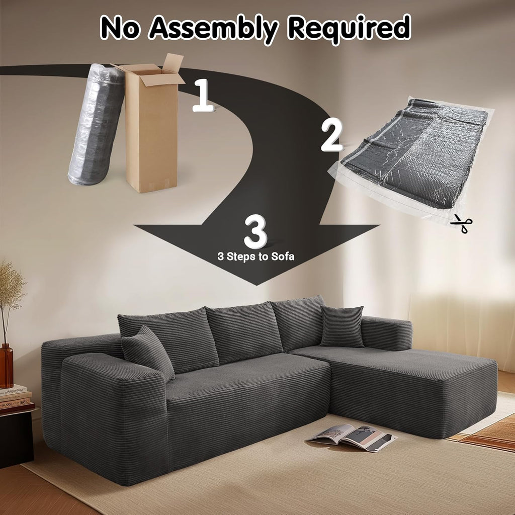 ovios Cloud Sectional Couch with L Shape Chaise Modern Modular Sofa