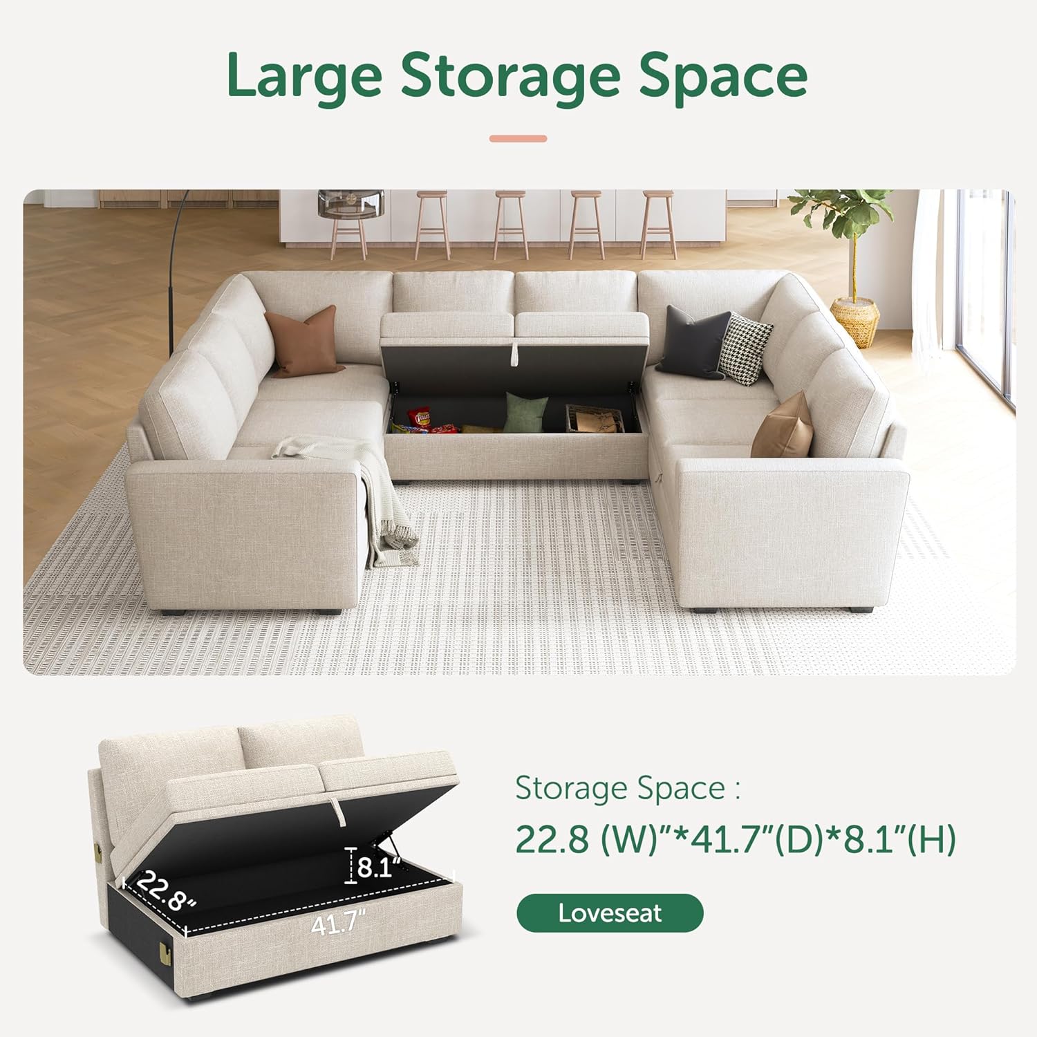 HONBAY Modular Sectional Sleeper Sofa L Shaped Couch with Pull Out Bed