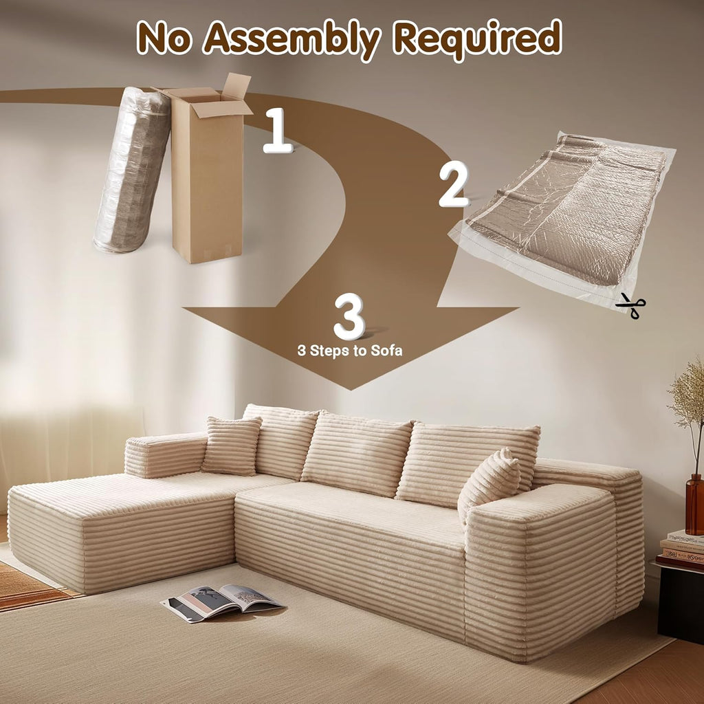 ovios Cloud Sectional Couch with L Shape Chaise Modern Modular Sofa