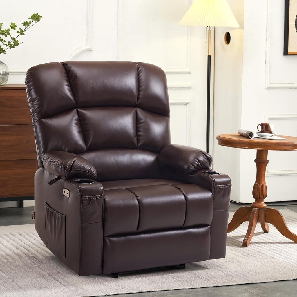 MCombo Large Power Lift Recliner Chair with Dual Motor Massage Heat Faux Leather