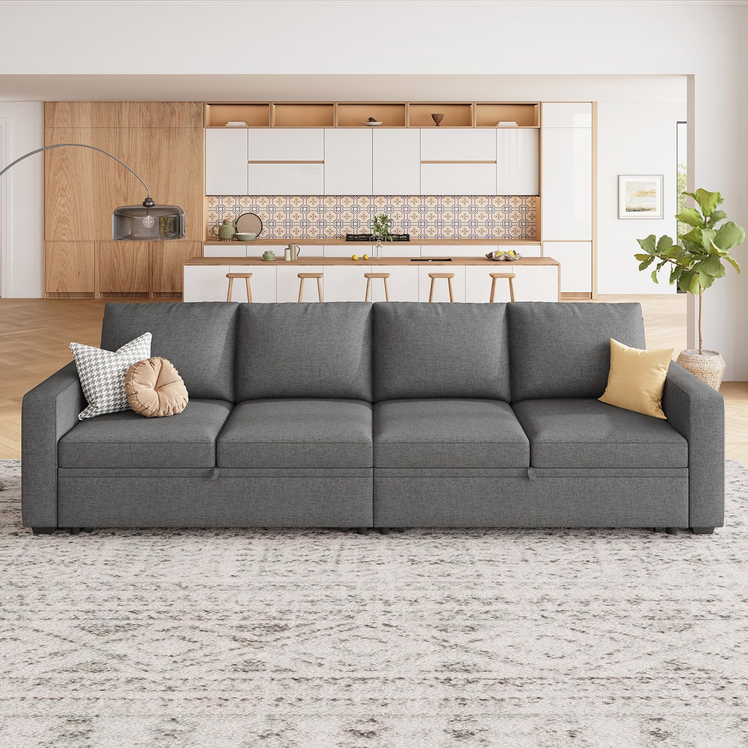 HONBAY Modular Sectional Sleeper Sofa L Shaped Couch with Pull Out Bed
