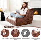 Hobestluk Giant Bean Bag Chair Memory Foam Faux Leather Floor Sofa for Adults