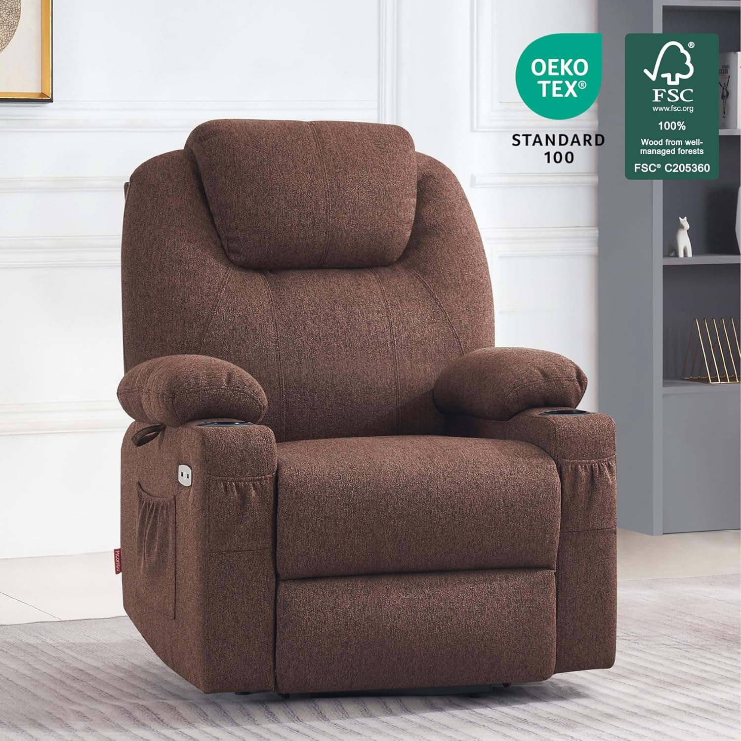 MCombo Power Lift Recliner Chair for Elderly with Heat Massage USB Cup Holders