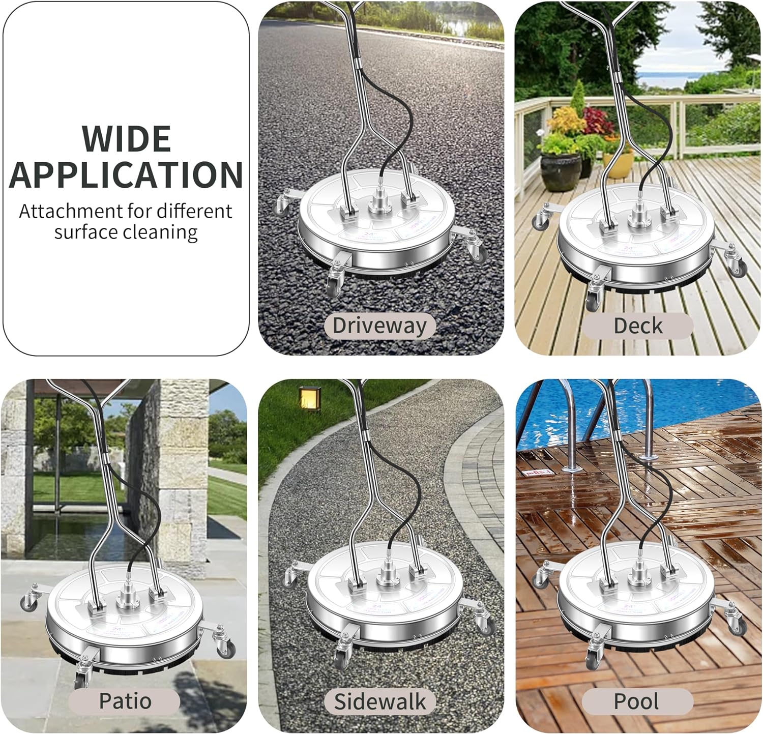 LidoDola 14 Inch Pressure Washer Surface Cleaner with Wheels for Concrete Patio Deck