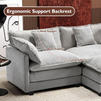 Ihanherry U Shaped Modular Cloud Sofa 5 Seat Chenille Sectional with Ottoman