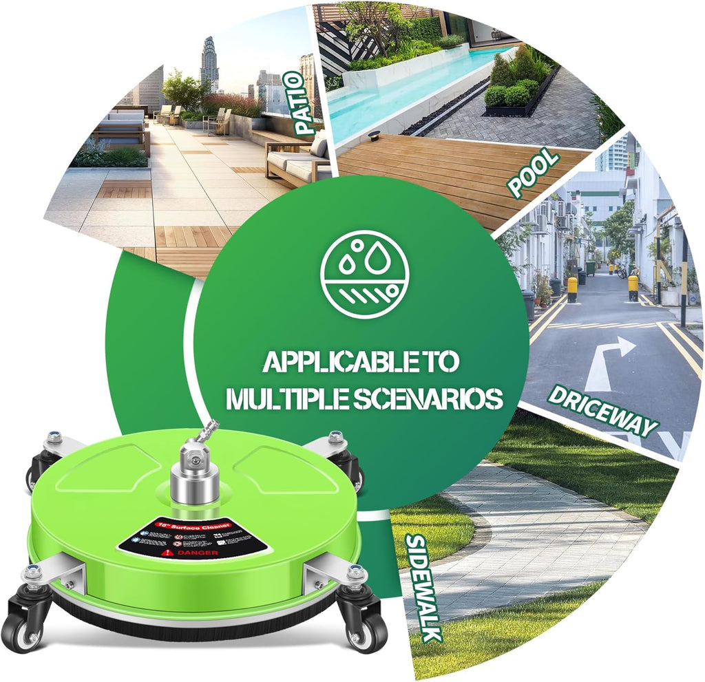 LidoDola 14 Inch Pressure Washer Surface Cleaner with Wheels for Concrete Patio Deck