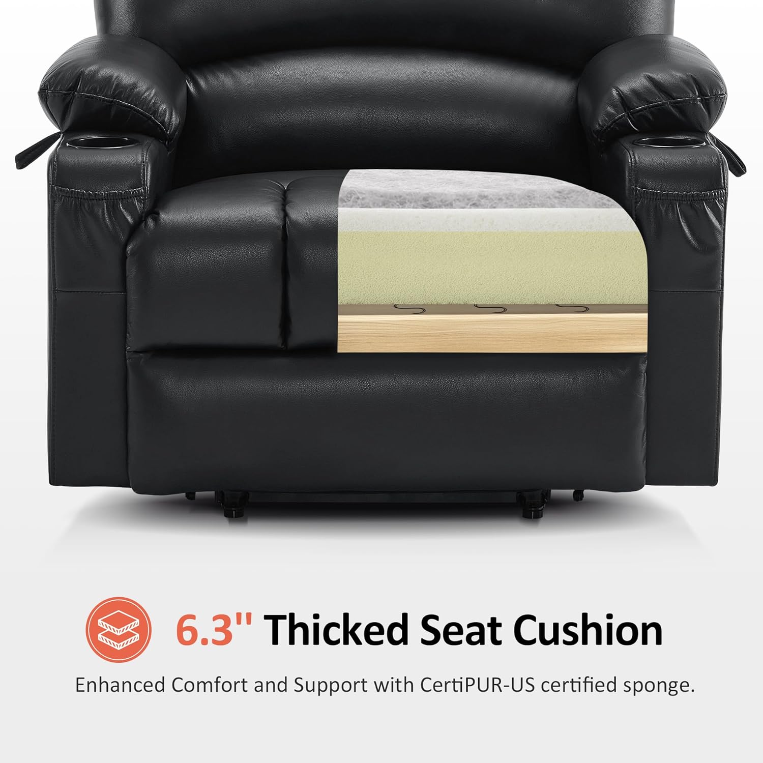 MCombo Power Lift Recliner Chair for Elderly with Heat Massage USB Cup Holders