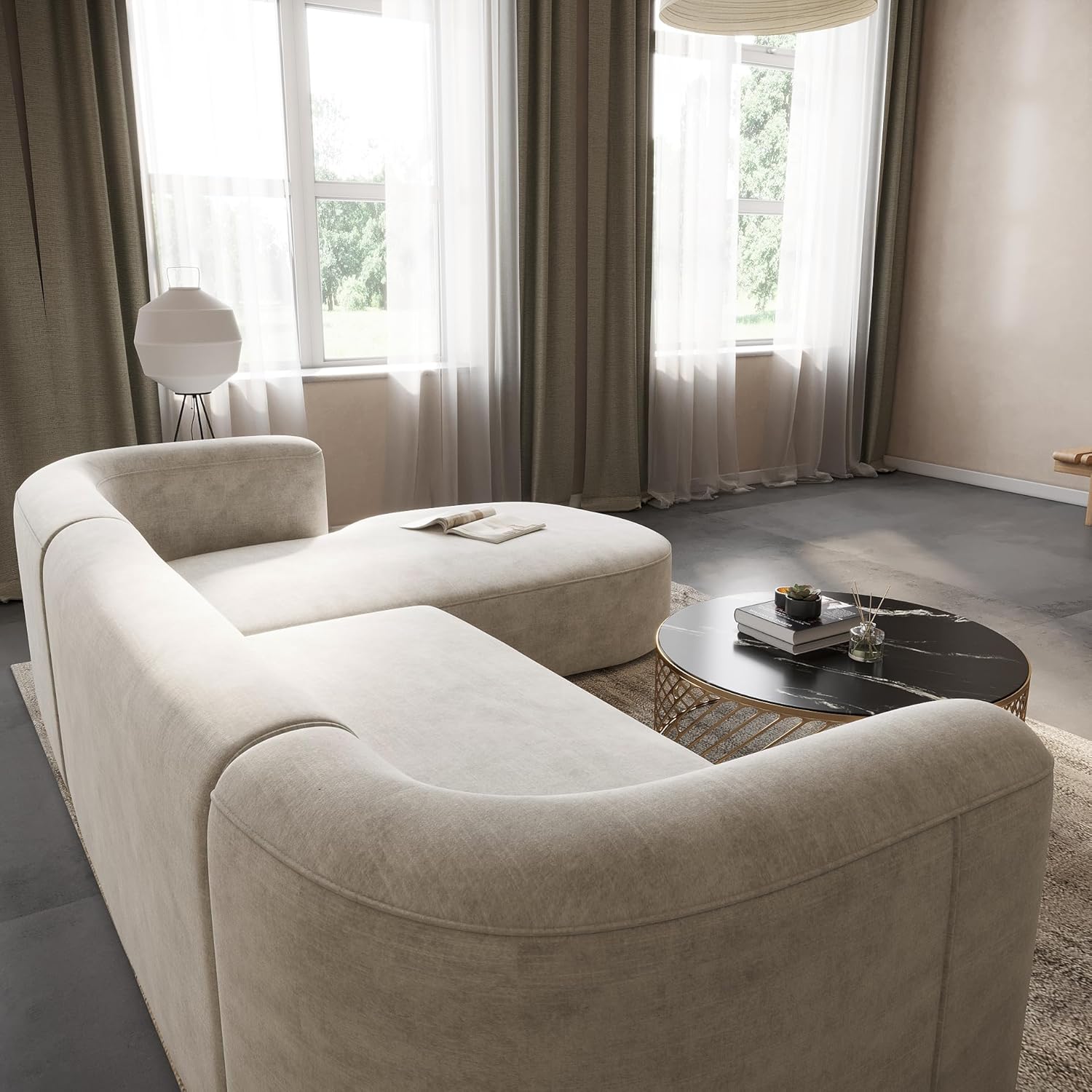 Acanva Luxury Velvet Sofa 3 Seater Modern Curved Back Couch for Living Room