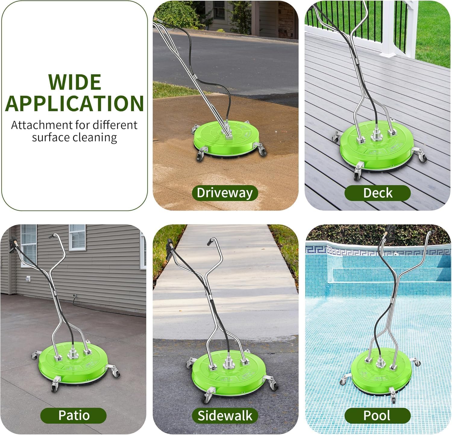 LidoDola 14 Inch Pressure Washer Surface Cleaner with Wheels for Concrete Patio Deck