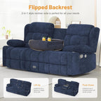 Dresegmt Loveseat Recliner Sofa 3 Seat Flip Backrest with Storage USB Cup Holders