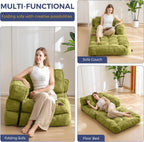 MAXYOYO L Shaped Folding Sofa Bed Convertible Sleeper with Pillow Armrest