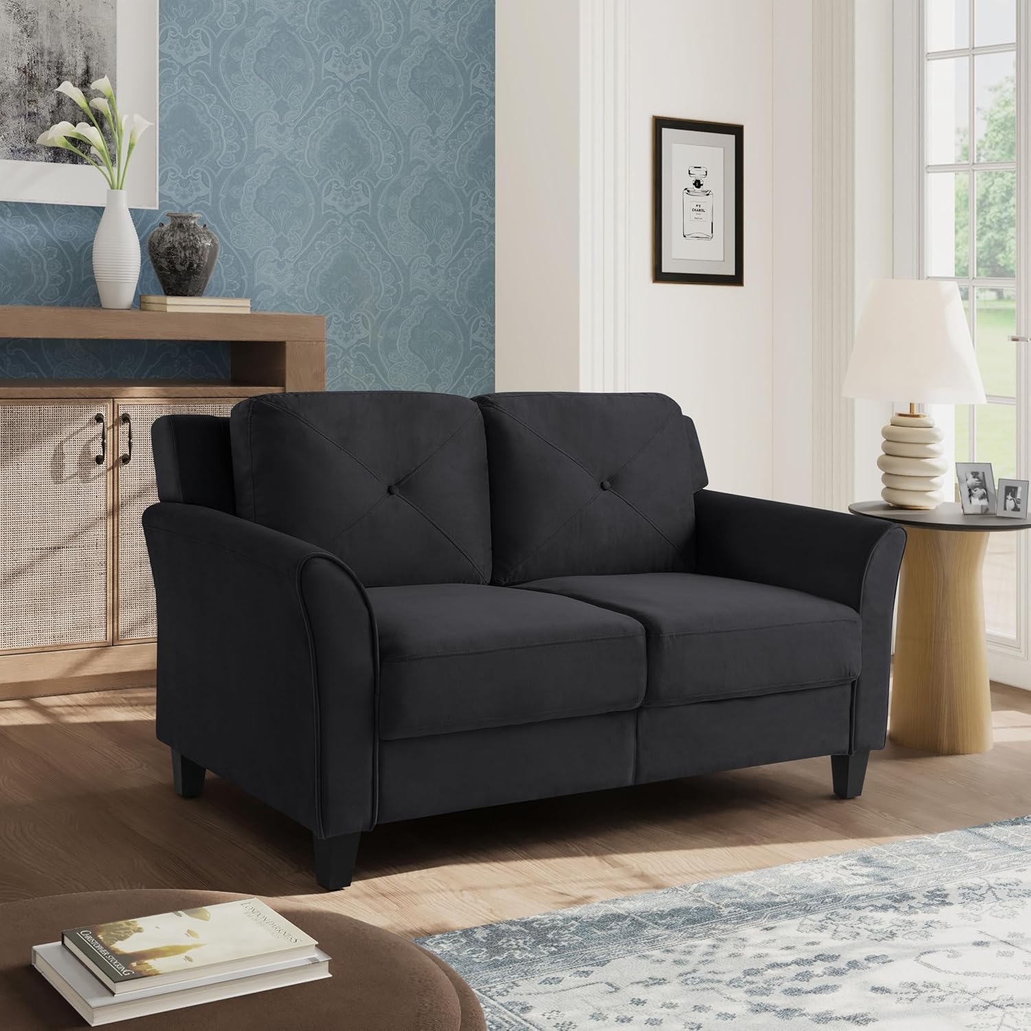 Lifestyle Harrington Sofa Upholstered Microfiber Fabric Curved Arm Couch