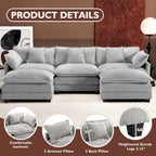 Ihanherry U Shaped Modular Sectional Sofa 5 Seat with 2 Ottomans Chenille