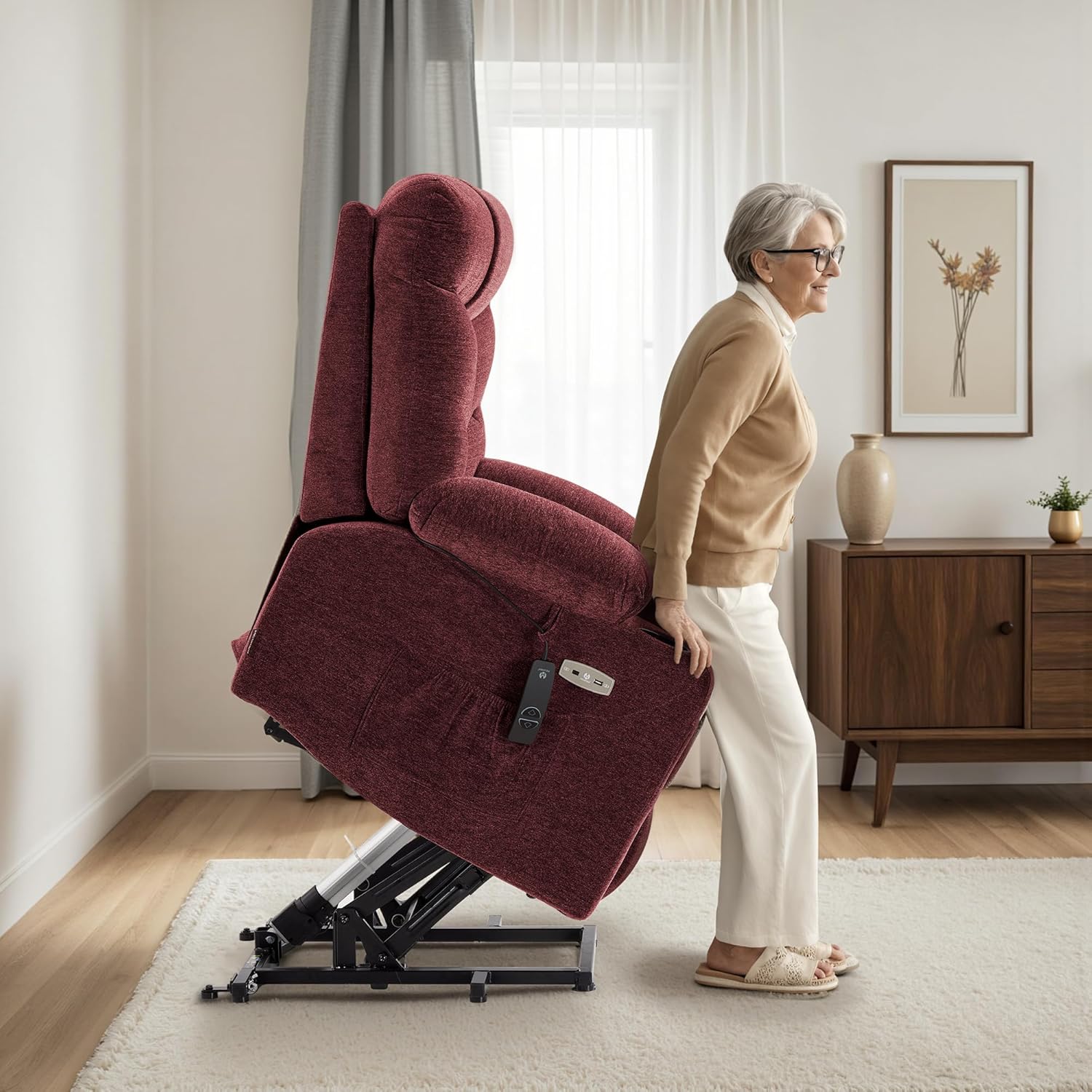 MCombo Power Lift Recliner Chair for Elderly with Extended Footrest Fabric