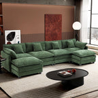 Ihanherry U Shaped Modular Cloud Sofa 5 Seat Chenille Sectional with Ottoman