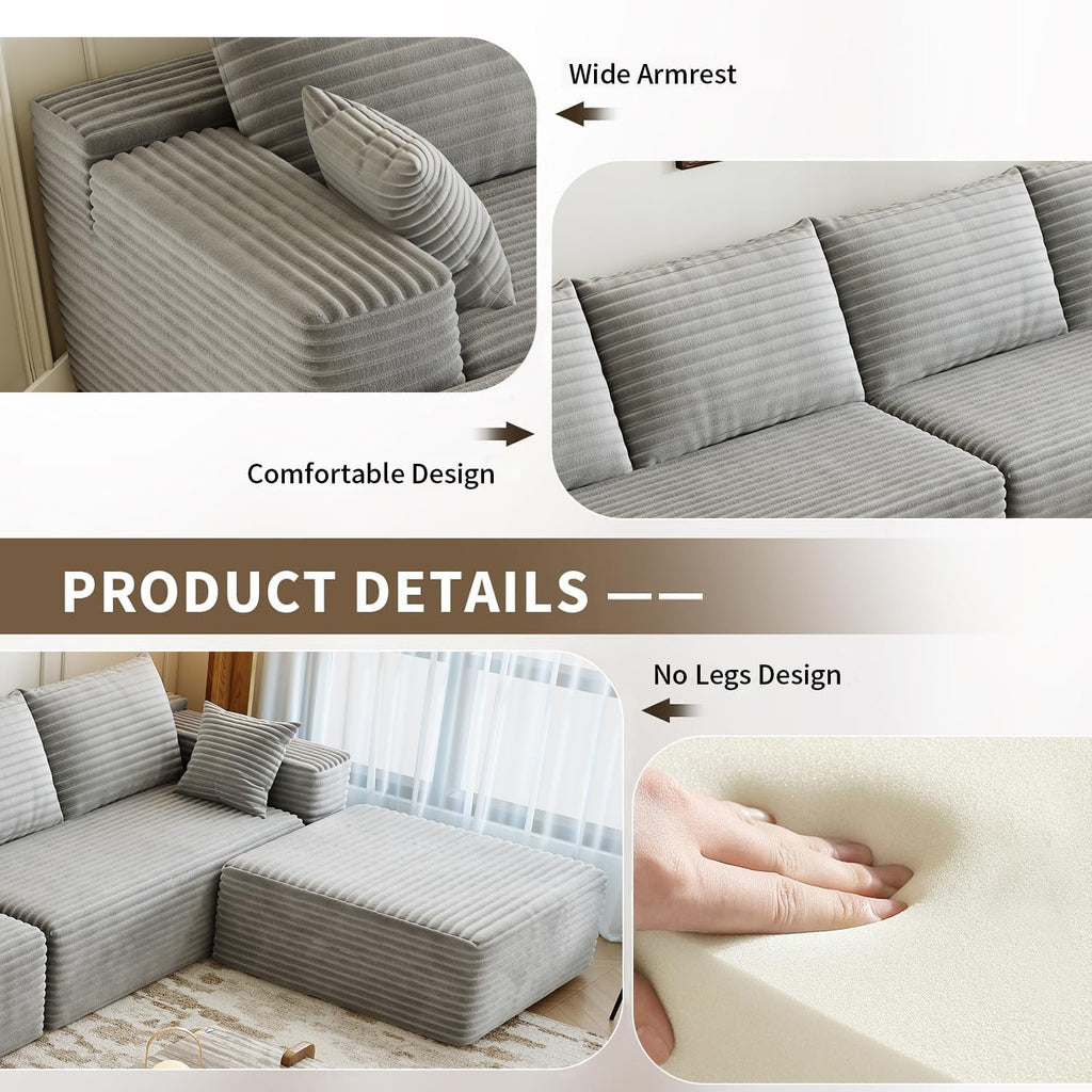 Settab Cloud Modular Sectional Sofa U Shaped Deep Seat Living Room Couch