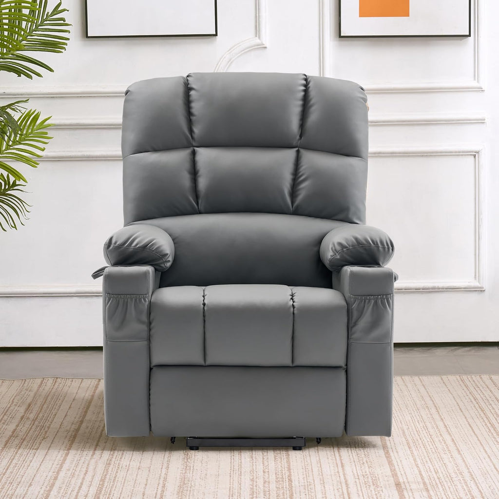 MCombo Large Power Lift Recliner Chair with Dual Motor Massage Heat Faux Leather