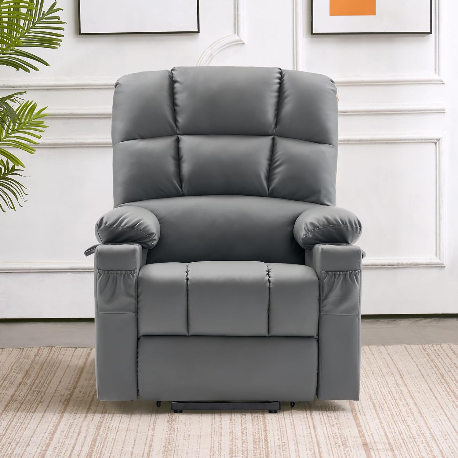 MCombo Large Power Lift Recliner Chair with Dual Motor Massage Heat Faux Leather