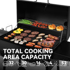 Royal Gourmet 30 Inch Charcoal Grill with Offset Smoker 811 Sq In BBQ Outdoor