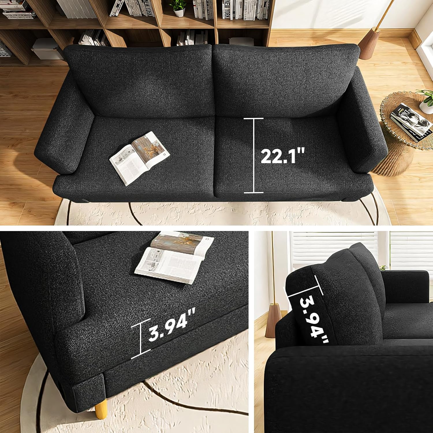 Loveseat Sofa Couch USB Ports 2 Seater Deep Seating Small Couch