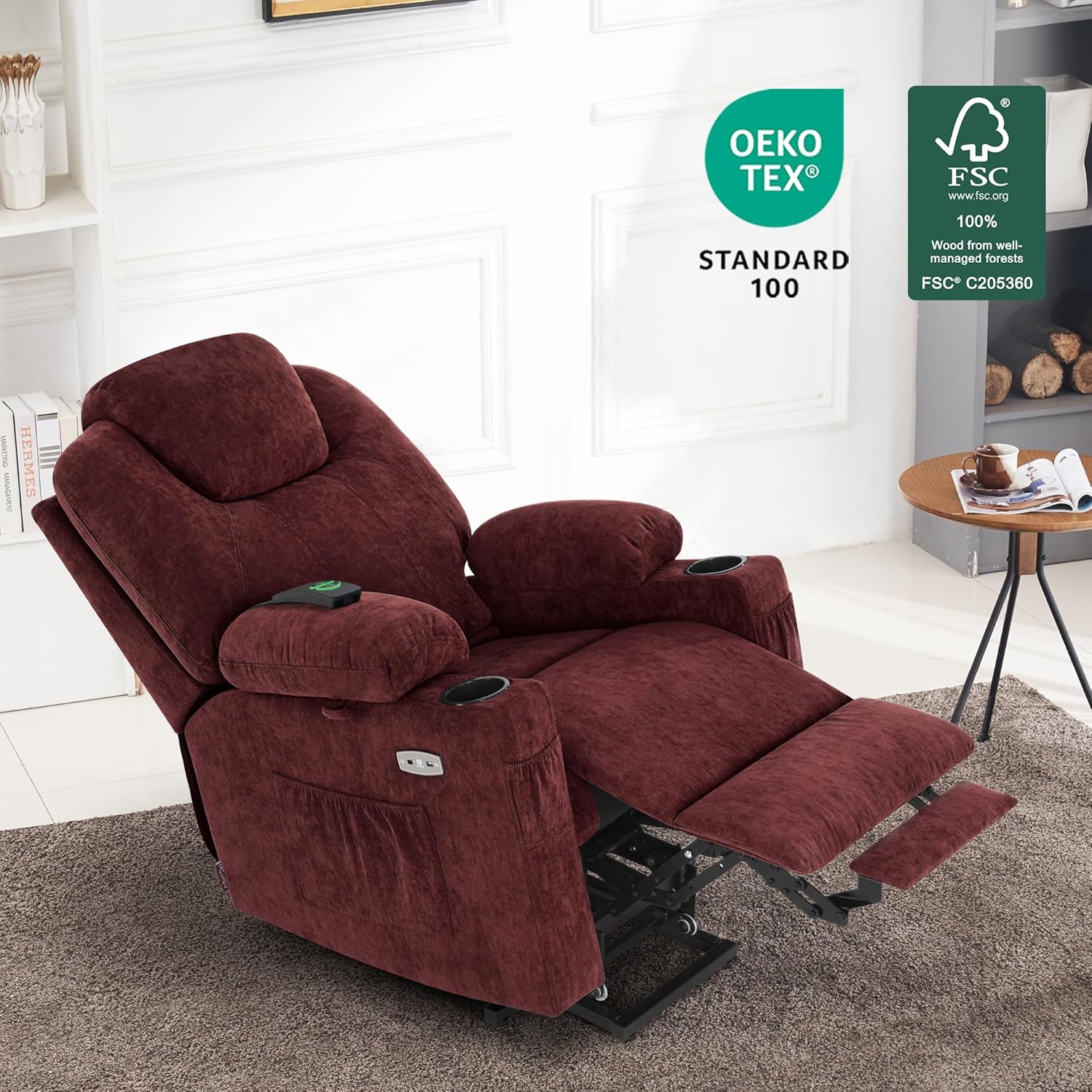 MCombo Power Lift Recliner Chair for Elderly with Heat Massage USB Cup Holders