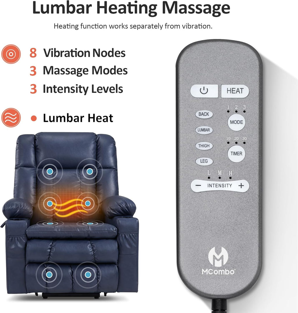 MCombo Dual Motor Power Lift Recliner Chair for Elderly with Heat Massage USB