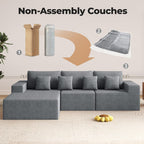 Luxanimarion Modular Sectional Sofa L Shape Deep Seat Cloud Couch Living Room